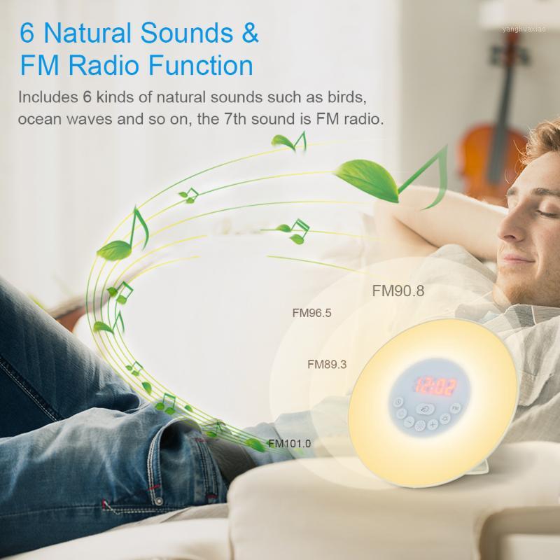 

Wake Up Light Alarm Clock Sunrise Sunset FM Radio Digital Alarm Clock 7 Colors Light 6 Sounds Snooze Function Touch Control1