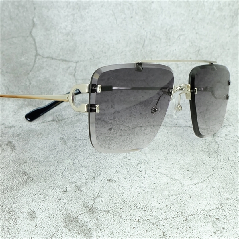 

Glasses sale Big Square Sunglasses For Men Fashion Vintage Rimless Eyewear Luxury Designer French Outdoor Shades Classic Sun Shades Eyewear