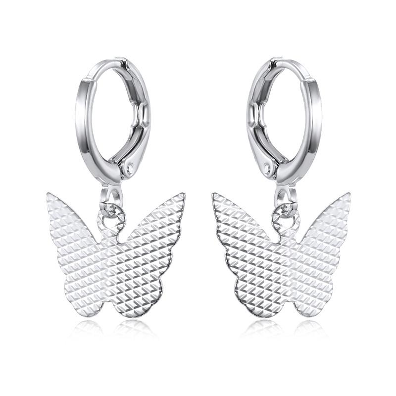 

1Pair Korea Cute Hollow Small Butterfly Hoop Earrings For Women Exquisite Trendy Metal Color Animals Circle Earrings Jewelry