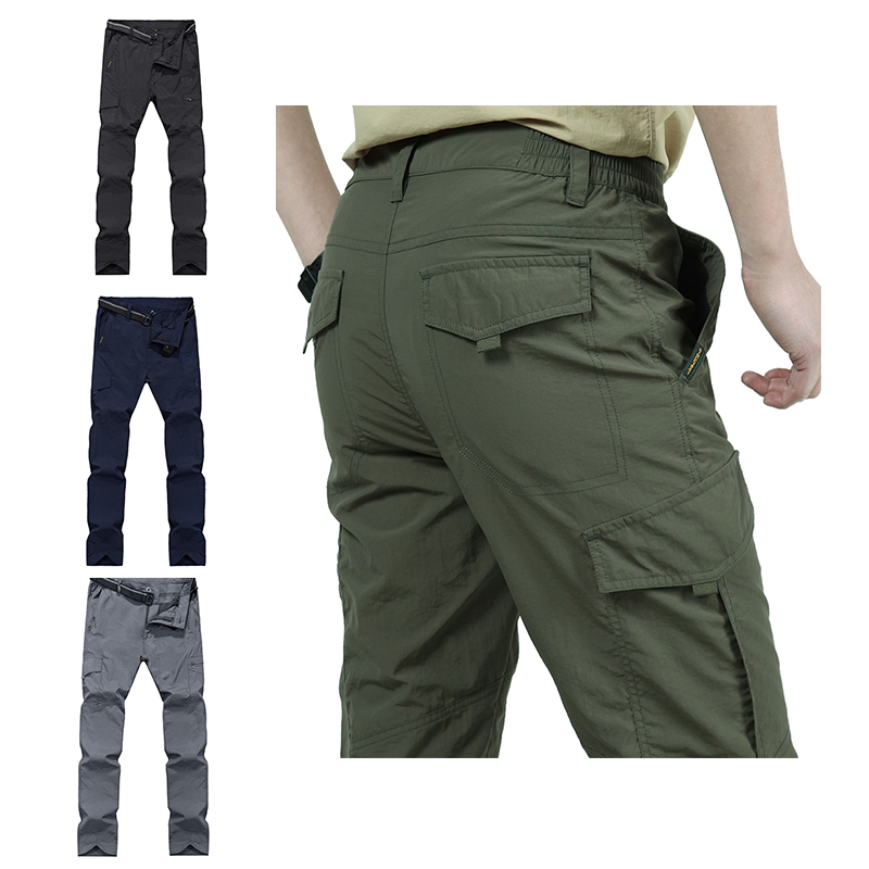 

Men sweatpants casual pants online Men's Outdoor Casual Fast-Drying Multi-Pocket Overalls Comfortable and breathable for sale, Black