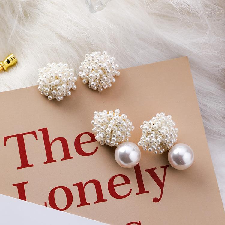 

Korean best selling fashion jewelry hand-woven white pearl dangle earrings elegant sweet rice beads earrings for women gift1