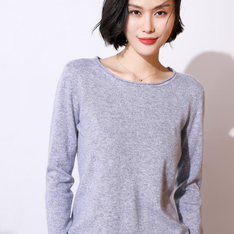 

2019 New Spring Autumn Women O-Neck Warm Cashmere Knitted Pullovers Female Long Sleeve Solid Color Slim Jumper Women Clothes1, Beige