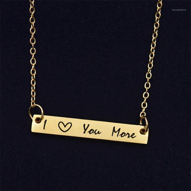 

i Love You More Heart Letter Bar Necklace For Women Gold Color Chain Stainless Steel Necklace Choker Collier Jewelry Gift1