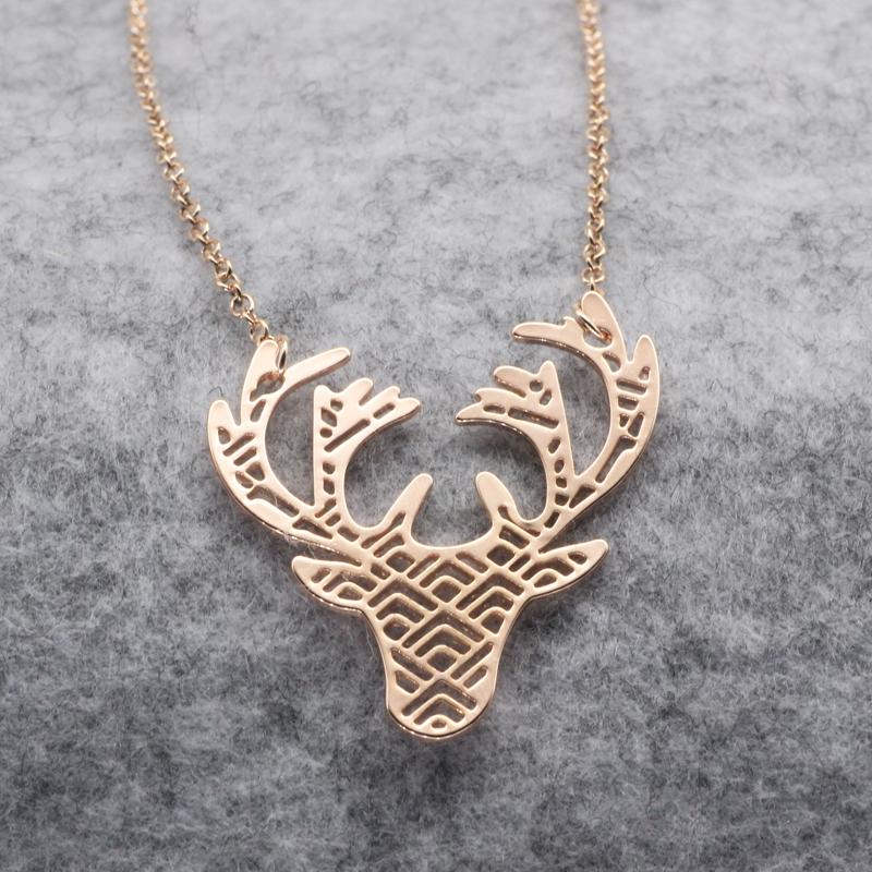 

Popular Women Stainless Steel Jewelry Deer Charm Animal Necklace Top-selling Accept Drop Shipping YP6436