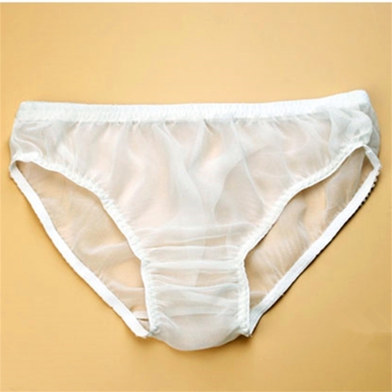 

Sexy Natural Silk Breathable Men Underwear 100% Mulberry Silk Georgette Transparent Briefs L XL  FREE SHIPPING 201112, Darkblue pjk005