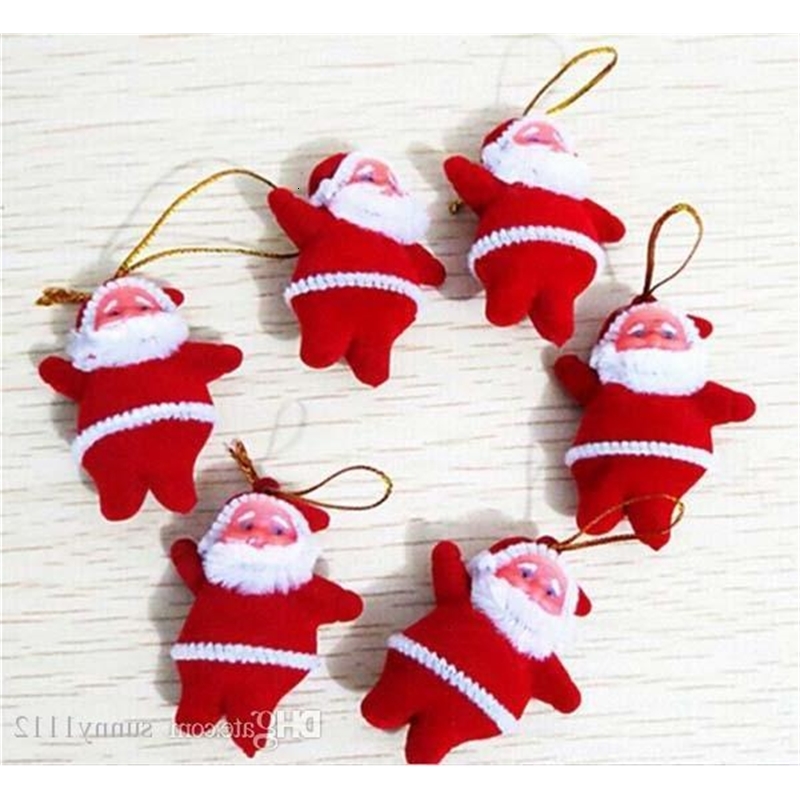 

year Christmas tree ornaments decor Santa Claus new CHRISMAS Tree Decorations gold rope Hanging Ornaments red tiny santa dolls