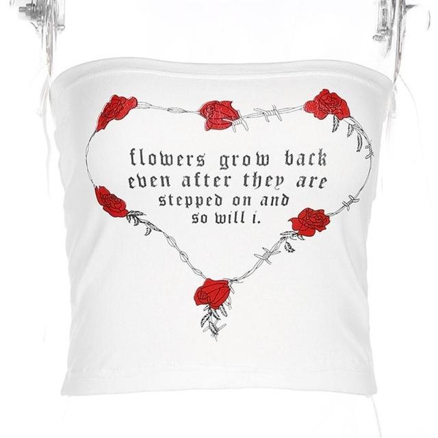 

2 PCS Print Rose Strapless Tops SizeS