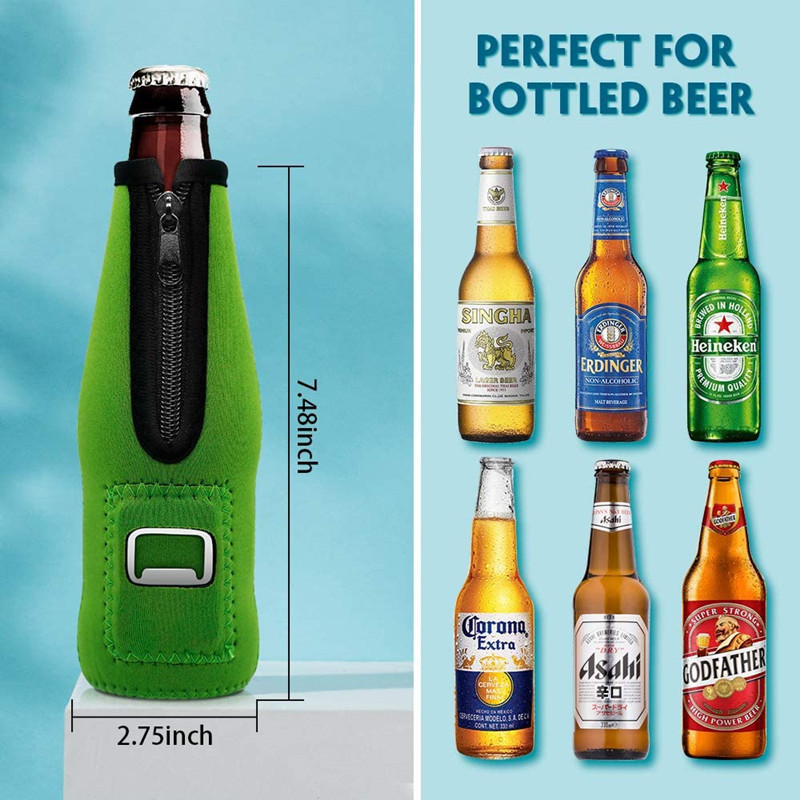 

Solid Color White Blank for Sublimation Neoprene Koozie Bottle Holder with Removable Bottle Opener 330ml Beer Cooler with Zipper AC1160
