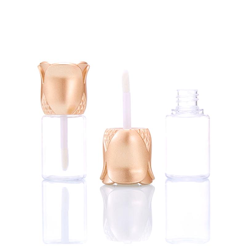 

5pcs Rose Flower Shaped Cap Empty Lip Gloss Tubes Transparent DIY Lip Refillable Bottle Cosmetic Makeup Containers