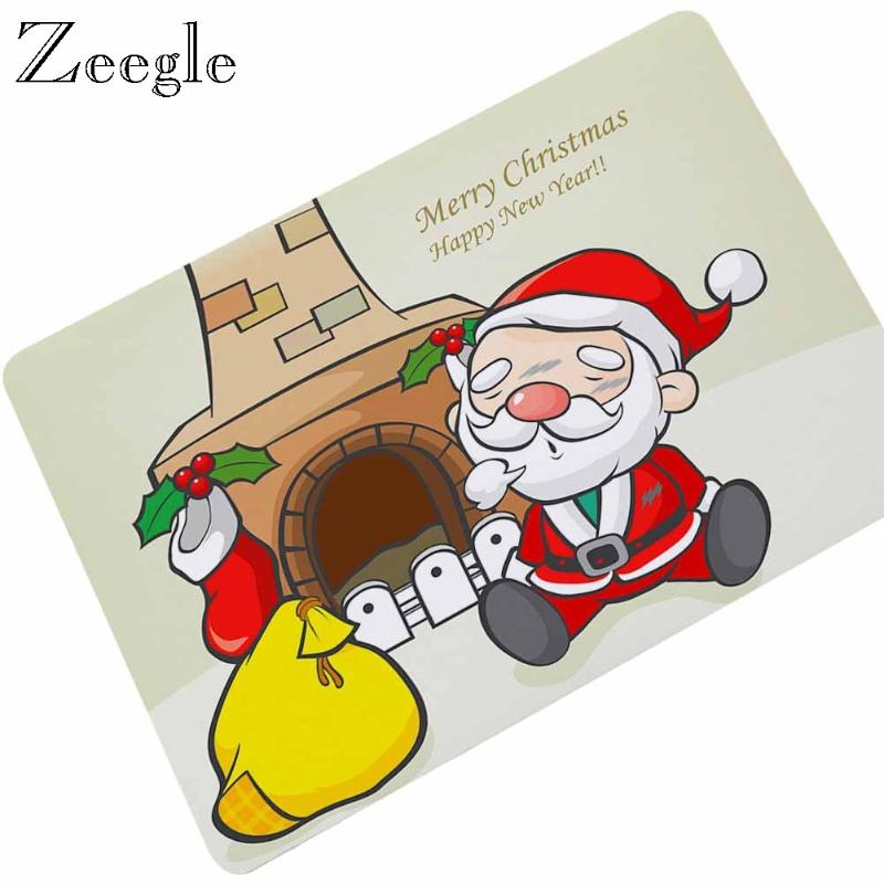

Zeegle Christmas Floor Mat Anti Slip Doormat Rubber Waterproof Outdoor Mat Hallway Foot Bedside Carpet Rug Washable Door, Rtl