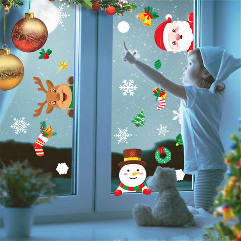 

1pcs Merry Christmas Wall Stickers Kids Room Windows Santa Claus Elk Glass Wall Sticker Christmas Decoration for Home Navidad