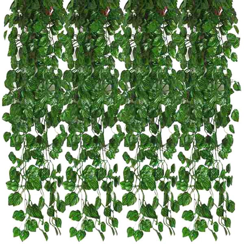 

24 Packs of Artificial Ivy Leaf Plant Vine Hanging Wreath Fake Leaf Flower Home Garden Wall Decoration Green Watermelon