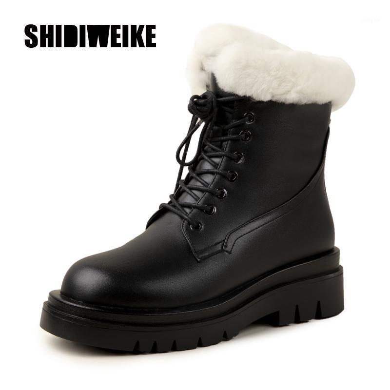 

fashion Boots Women 2020 New Winter Boots Female Waterproof Antiskid Women Fur Leather Warm Platform va1721, Black