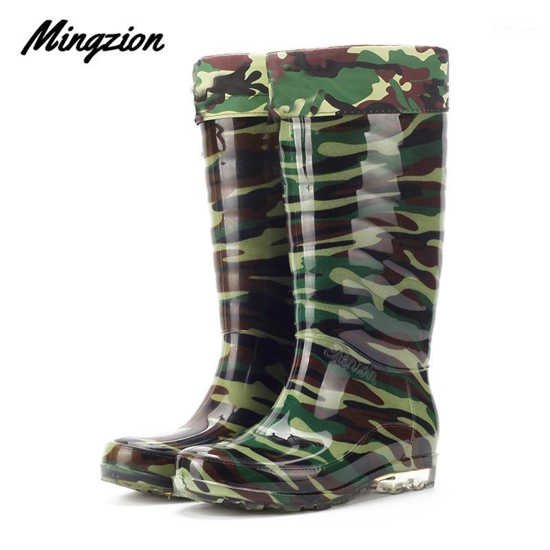 

Mingzion Fashion High Men Rain Boots PVC Waterproof Non-slip Reusable Unisex Black Durable Rain shoe Like Rainny Cover1
