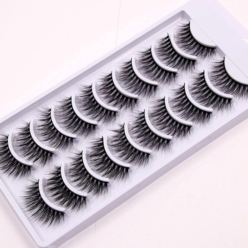 

10 pairs of 6D mink false Eyelashes Natural Thick false Eyelashes long hair Small fluffy handmade Silk