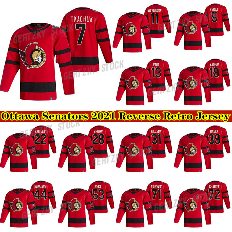 

Ottawa Senators Jersey 2020-21 Reverse Retro 7 Brady Tkachuk 30 Matt Murray 71 Chris Tierney 17 Galchenyuk Hockey Jerseys, Red
