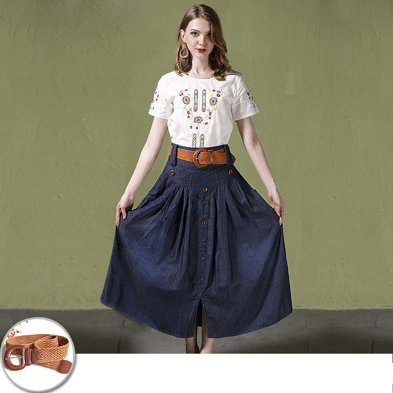 

Profile New High Split Long Denim Plus Size Get Out a Line of Women's Skirts S-6xl Yxzy, Beige
