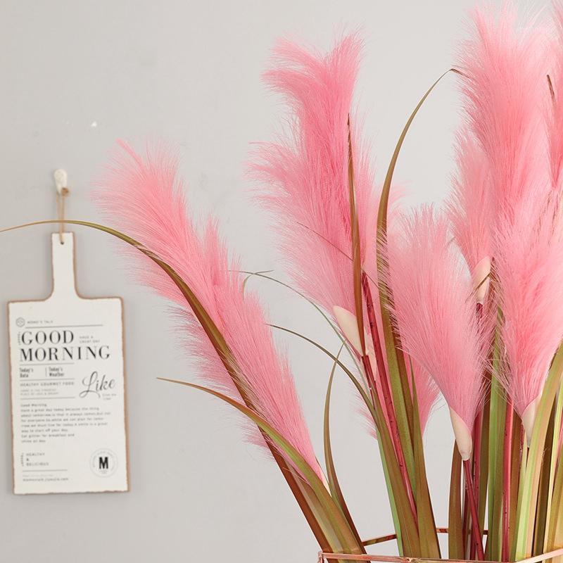 

1pc 90CM Artificial Reed Flower Three Head Simulation Reeds Flowers Plant Home Office Decor Fake Flower Wedding Party Decoration1, White