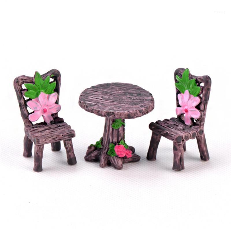

3pcs/Set Garden Mini Resin Craft Table Chair Micro Ornament Landscape Tiny Fairy World Decoration Toy For Kids Gift 191