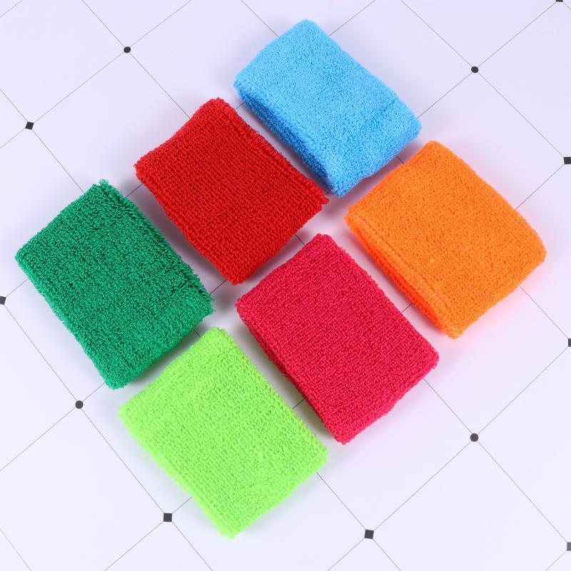 

Pair of Cotton Sports Wristband Sweat-absorbent Towel Basketball Football Colored Wrist Guard Stretchy Bands for Kids1, As shown