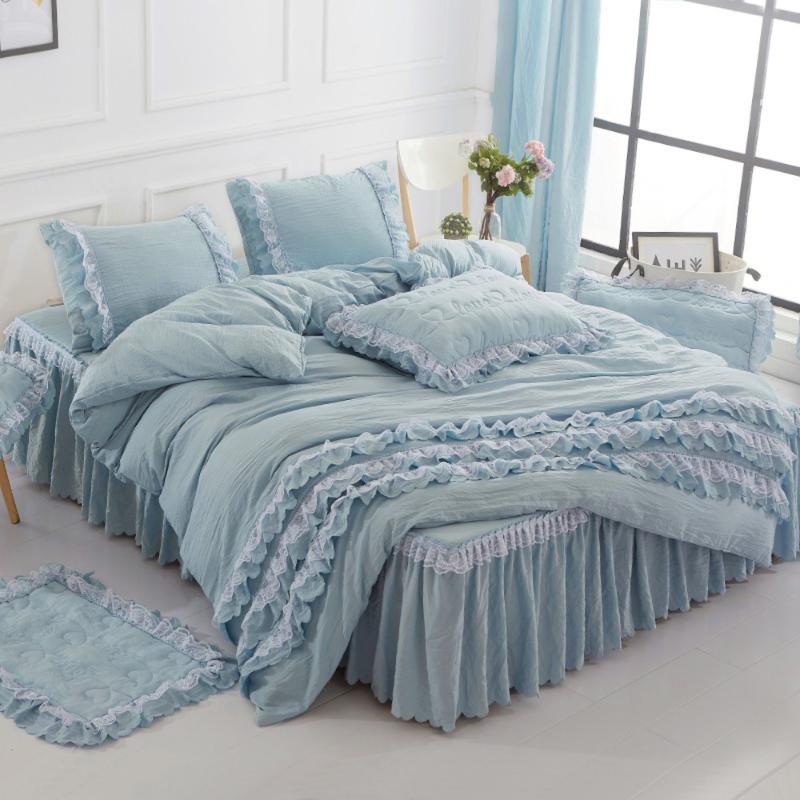 

2020 Lace Luxury Bedding Set Bed Linen Cotton Duvet Cover Home Textile Queen Size Comforter Bedding Set  Bed Cover, Model 2