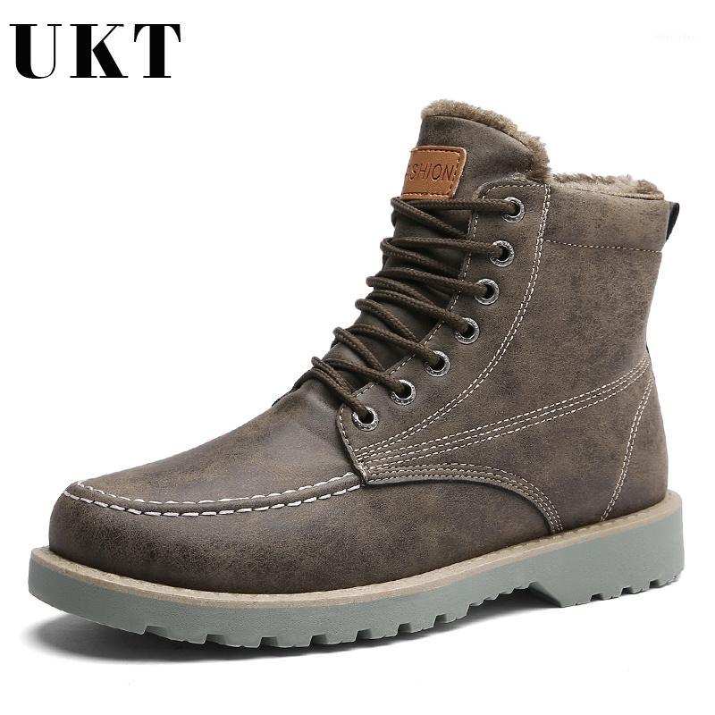 

Hot Sale Winter Snow Boots Men Casual Fashion Lace-up Warm Work Safety Shoes Man Round to Ankle Mens Motorcycl Boots1, Gray plush