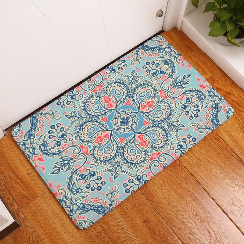 

Cushion/Decorative Pillow Mandala Pattern Kitchen Mats Floral Printed Carpet Mat Non-slip Doormat For Bathroom Toilet Flannel Home Decoratio