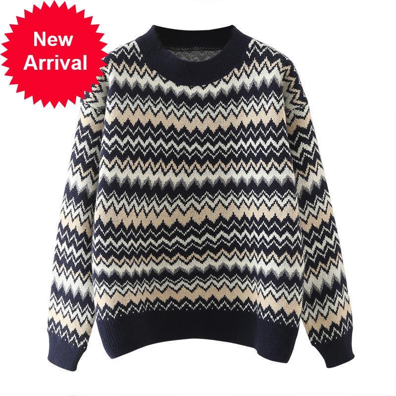 

2021 New High Quality Female Red Fashion Designer Pullover New Sleeve Long Neck Loose Casual Sweater Hd7c