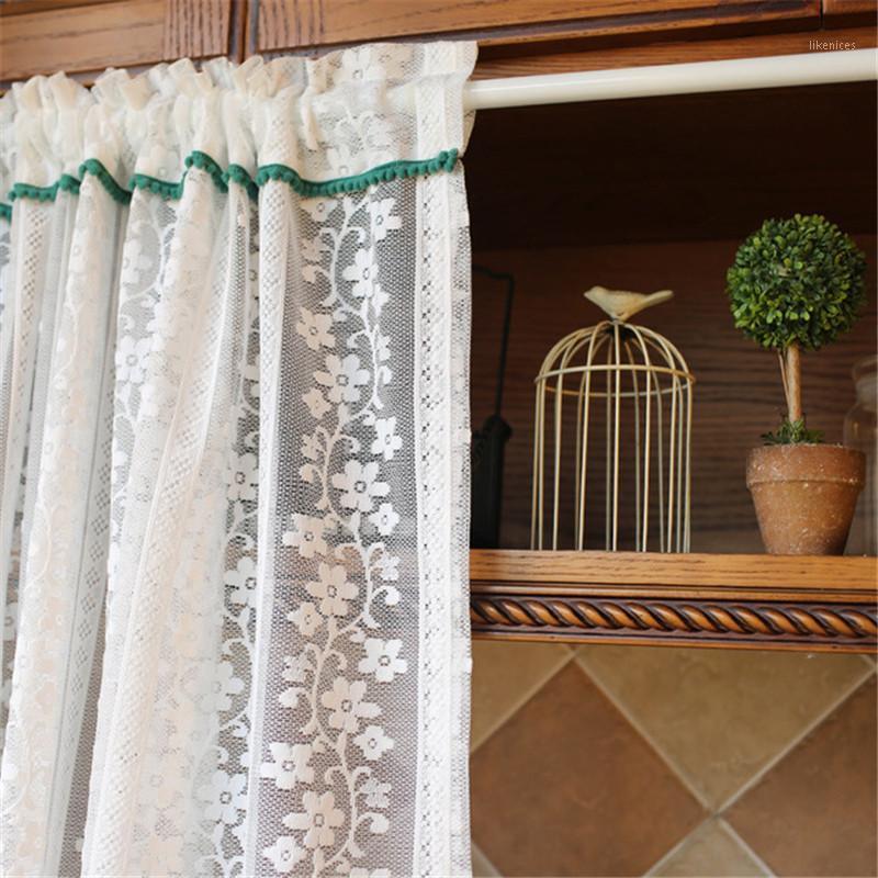 

American Country Style Half Curtain White Wave Lace Living room Short Curtain For Kitchen Cabinet Door Cafe Small Window Drapes1, As pic