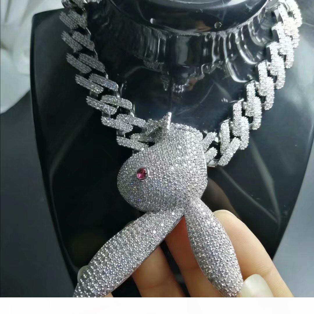 Hip Hop Jewelry Iced Out Pendant Diamond Tennis Cuban Link Chain Mens Luxury Designer Necklace Bling Rabbit Big Pendants Rapper Hiphop Boy-image-625309673