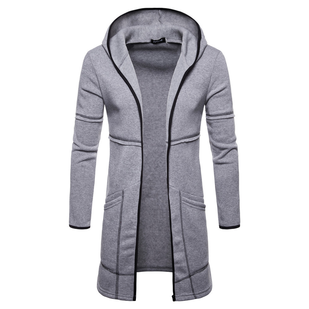 

Hoodies fashion men Autumn Winter of the Long Mark hoodie Cardigan Men's jackets High Street Big pocket zipper with, Wine red