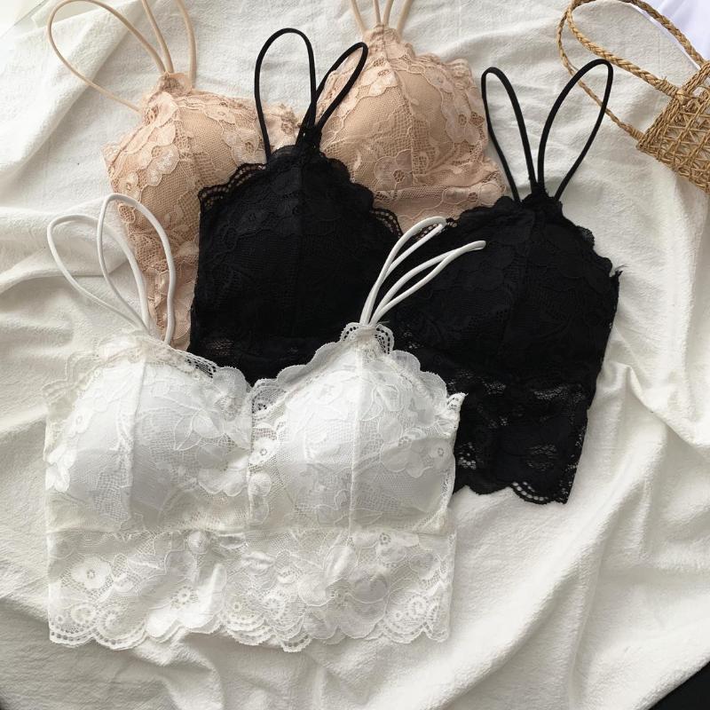 

BRAS WOMEN lace render brief paragraph small condole belt vest women walk light proof mat wrapped chest underwear wipe SEXY NEW, Black