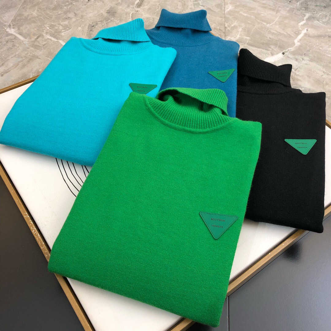 

Men's Sweaters Bv / 21 winter new high neck sweater classic triangle decoration men's women's casual and versatile knitted long sleeves, Blue