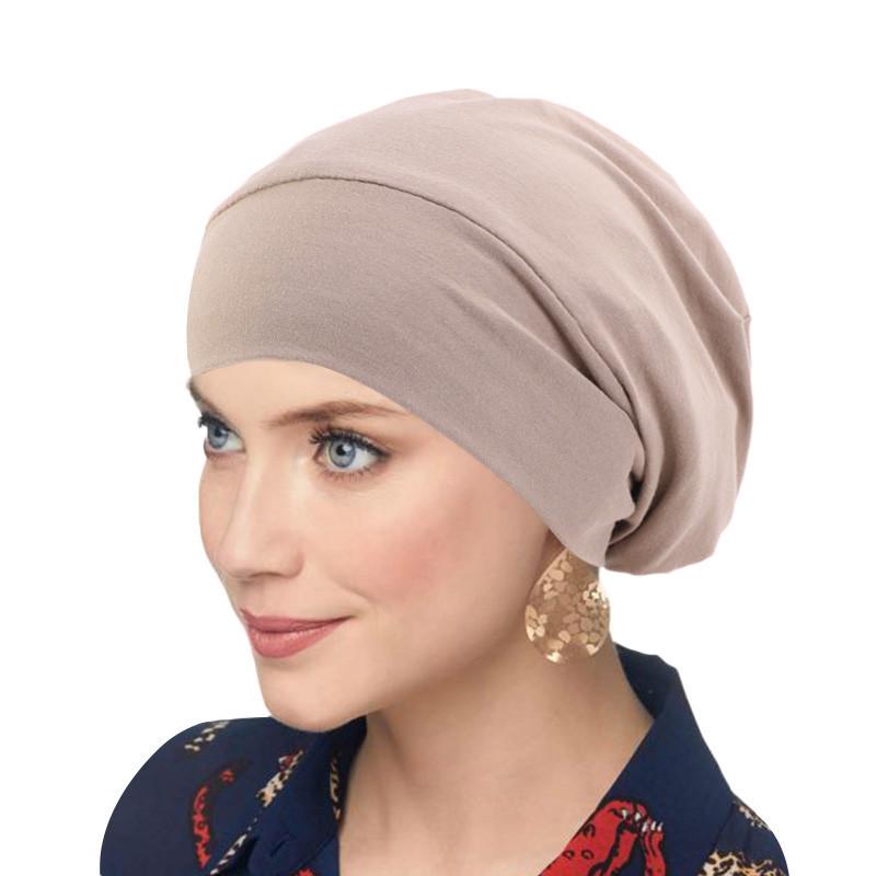 

New Fashion Stretchy Satin Lining Women's Beanie Cap Muslim Cotton Turban Hijab Bonnet Ladies Hair Accessories Chemo Caps