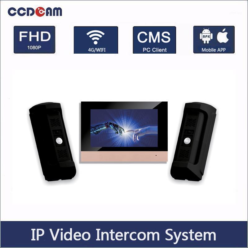 

1 IP Video Intercom indoor master station + 2 IP Video Intercom WaterProof -Resistant Door Bell Station Kit1