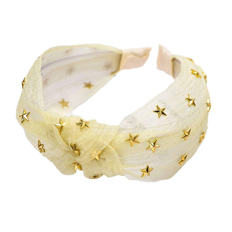 

Sweet Candy Color Headband Twist Knot Lace Mesh Hot Drilling Star Bandana Crown E5BC