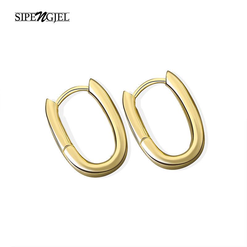 

SIPENGJEL New Fashion Geometric Statement Gold Hoop Earrings 3 Colors Korean Style Cute Earrings For Women Simple Jewelry