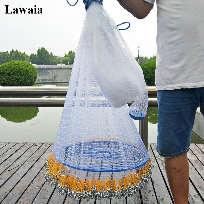 

Lawaia Fishing Nets Of Iron Chain Pedant High Quality Fishing Netting Small Mesh Outdoor Hand Throw Chain Network With Blue Ring