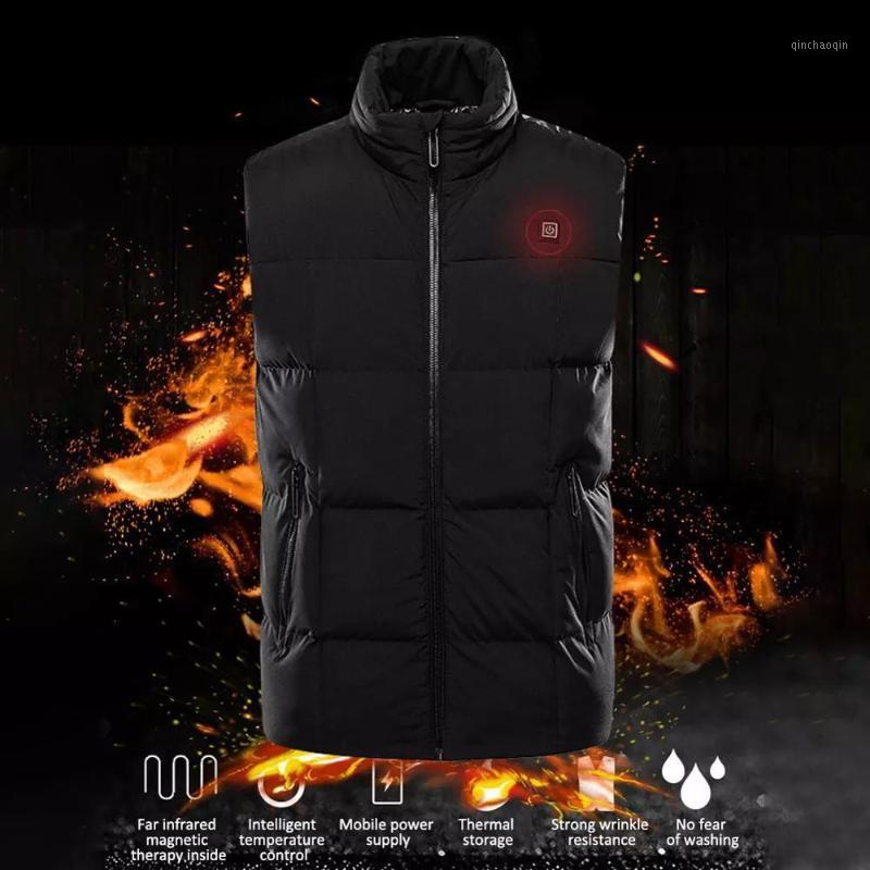 

9 Areas Men Heated Vest Heating Vest Smart Heating Cotton USB Infrared Electric Flexible Thermal Winter Warm Jacket1, Black