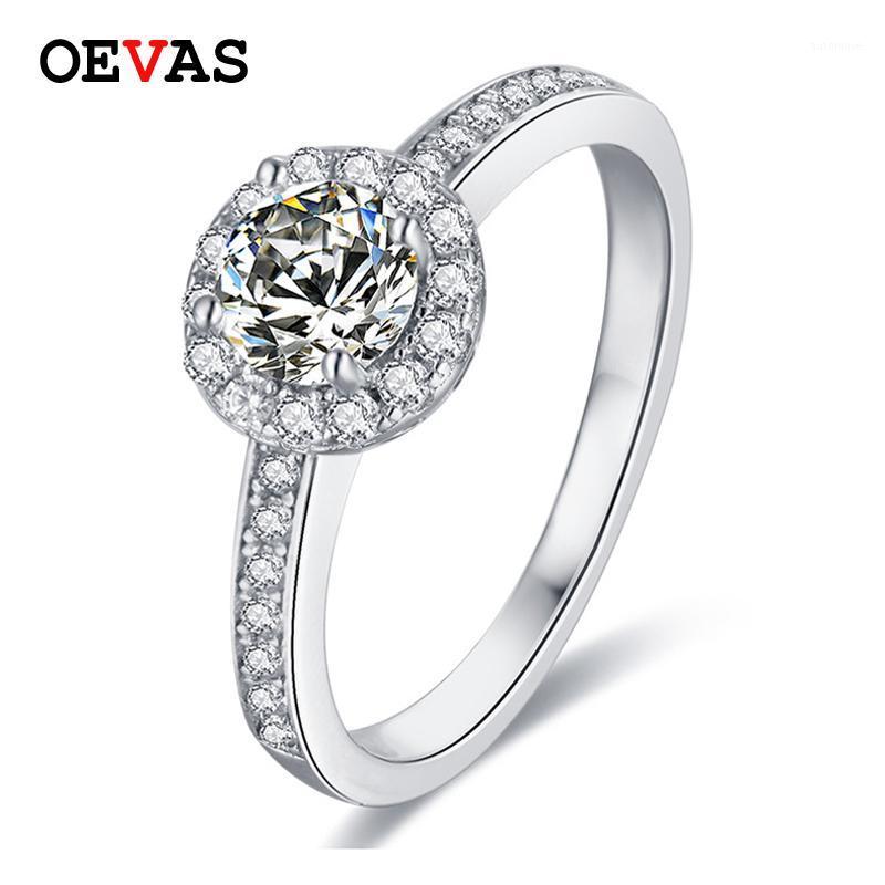 

OEVAS 100% 925 Sterling Silver Sparkling 0.5 D Color Moissanite Wedding Rings For Women Party Fine Jewely Anniversary Gift1
