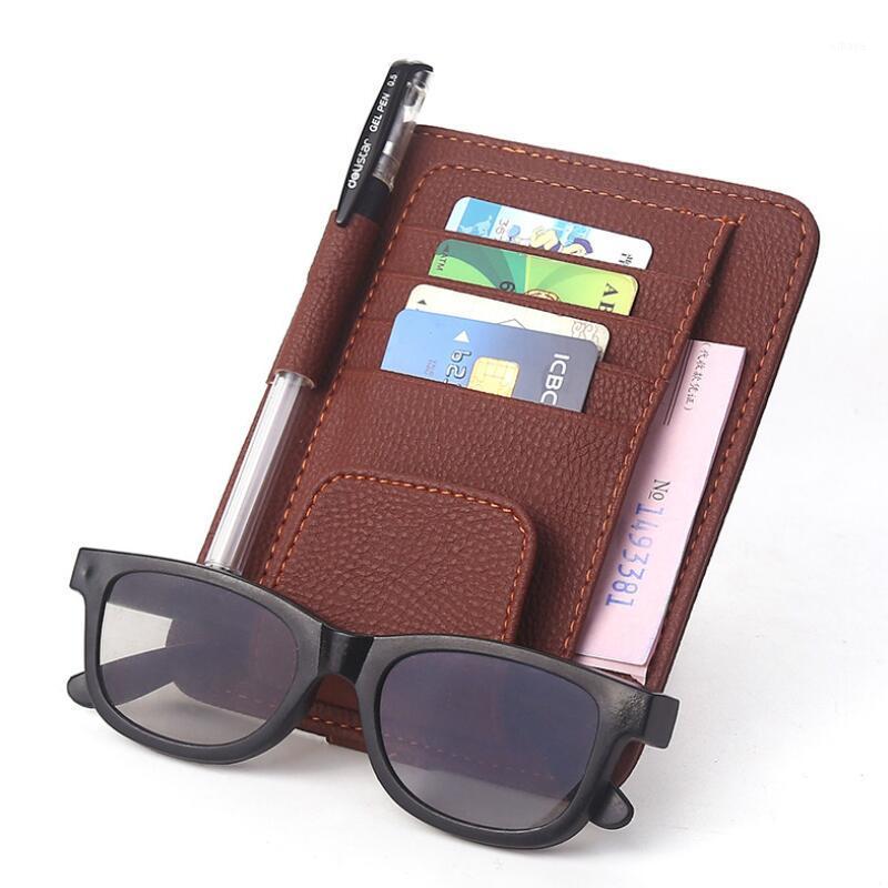 

Leather Auto Visor Storage Bag Car Sunvisor Card Bags Glasses Bill Pen Holder Stowing Tidying Car Organizer1