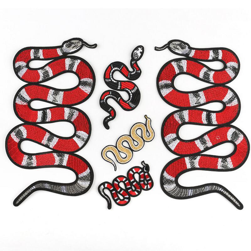

Trend patch sew for garments snake shape embroidery patches accessories applique accessories stripes for bag coat jean iron on patch, Black