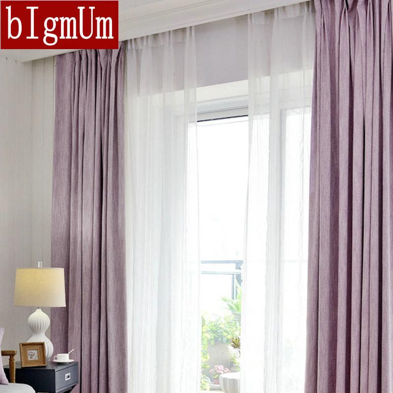 

bIgmUm 70%-90% shading Blackout Curtains For Living Room solid color modern linen lining tulle curtain elegant window custom