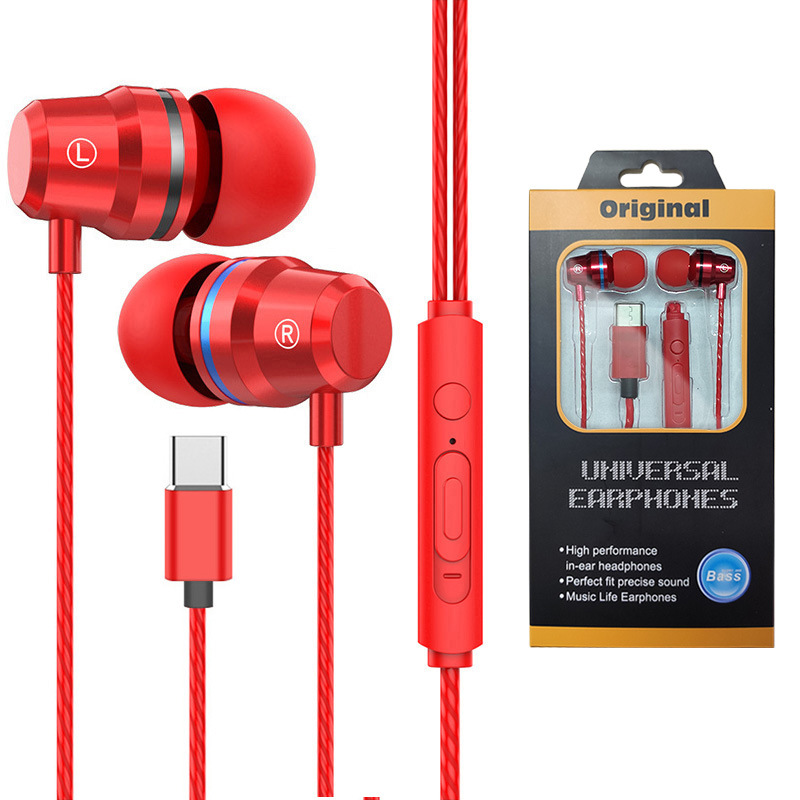 

Metal Super Bass Type-C Earphone Wired in-ear Sports Earphones for Huawei P30 pro Xiaomi Oneplus Stereo Headset With Mic High Quality, Black