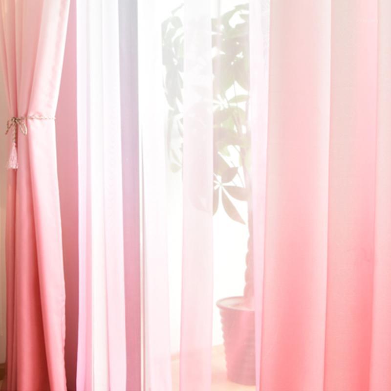 

Window Curtain Bedroom Home Half Shaded Tulle Nordic Living Room Gift Decoration Hotel Easy Install Gradient Color Hanging1, Blue