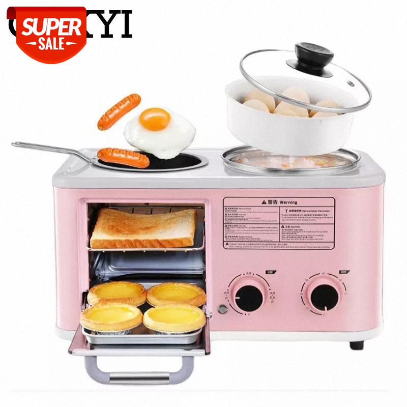 

CUKYI Electric 3 in 1 Household Breakfast machine mini bread toaster baking oven omelette fry pan hot pot boiler food steamer EU #JB3a