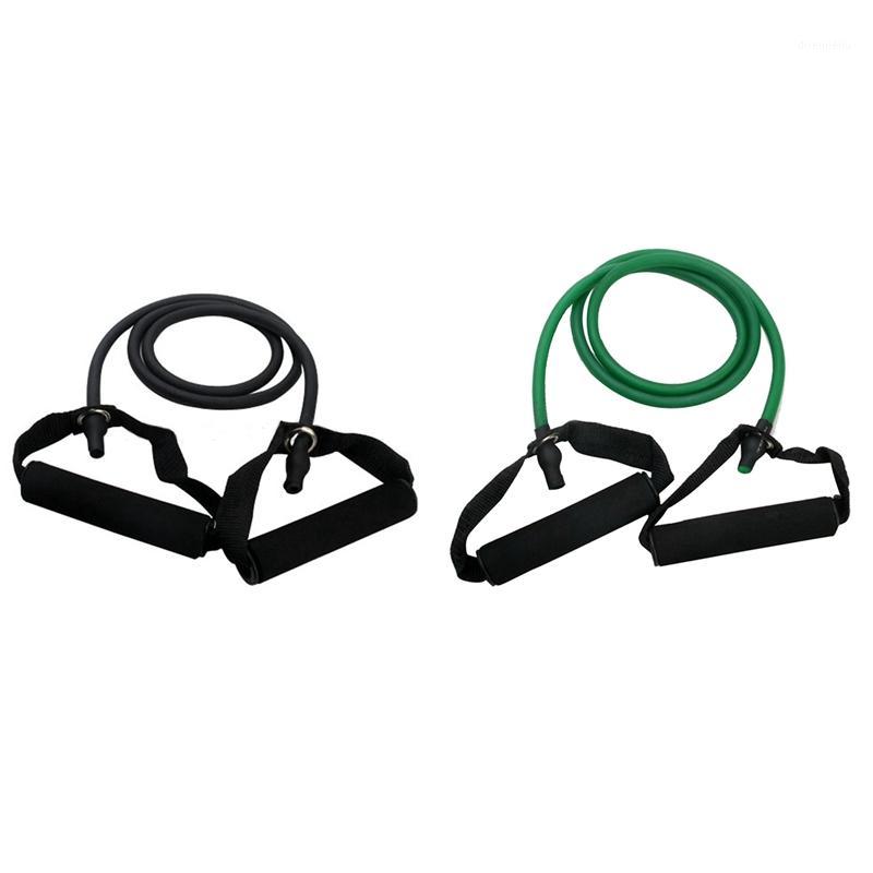 

2 Pcs Exercise Resistance Bands Set Yoga Fitness Workout Stretch Heavy Duty Tubes Green with Black1
