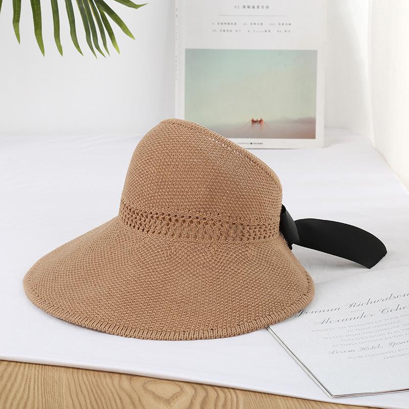 

Collapsible Bow Sun Hat Holiday Beach Hat Sun With Large Brim Straw, Black