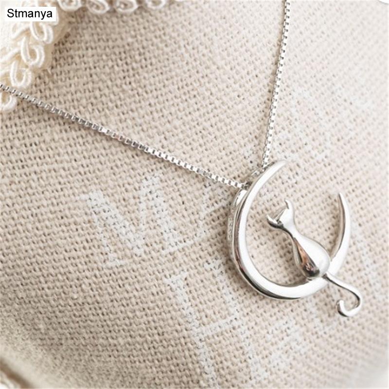 

Hot Women Fashion Cute Retro chain Necklace Sweet moon kitten necklace Best Gift jewelry N1162