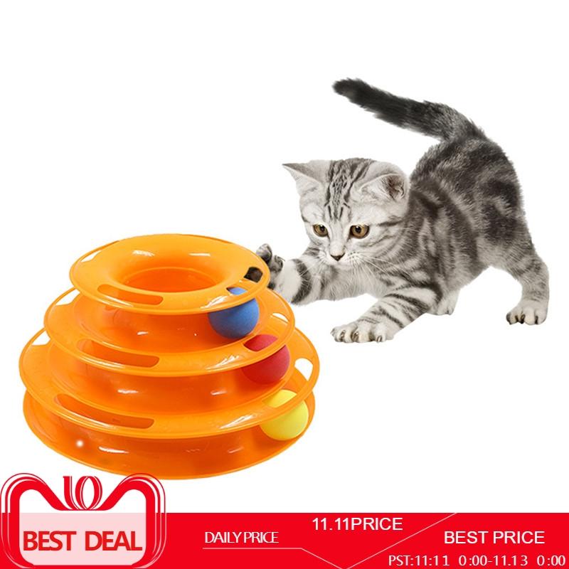 

Three Levels pet cat toy Tower Tracks Disc cat Intelligence Amusement triple pay disc toys ball Training Amusement plate